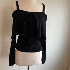 Killstar Shadow empress knit top black offshoulder